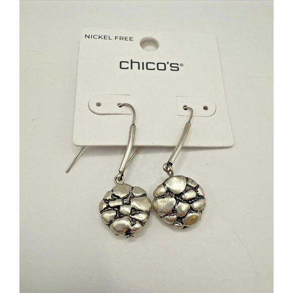 Chico's Jewelry - NEW Chico's Silvertone Nugget Earrings Gift Boxed